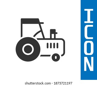 Grey Tractor icon isolated on white background.  Vector