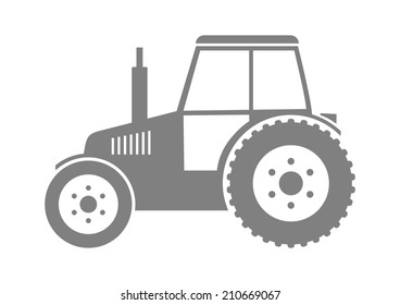Grey tractor icon on white background
