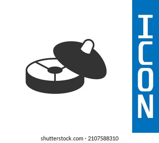 Grey Traditional Chinese tea ceremony icon isolated on white background. Teapot with cup.  Vector