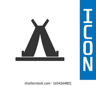 Grey Traditional indian teepee or wigwam icon isolated on white background. Indian tent.  Vector Illustration