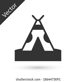 Grey Traditional indian teepee or wigwam icon isolated on white background. Indian tent. Vector.