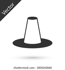 Grey Traditional korean hat icon isolated on white background.  Vector