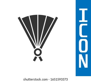 Grey Traditional paper chinese or japanese folding fan icon isolated on white background.  Vector Illustration