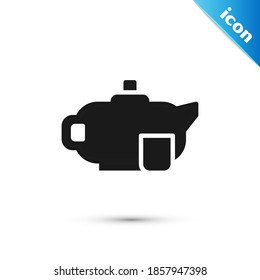 Grey Traditional tea ceremony icon isolated on white background. Teapot with cup.  Vector