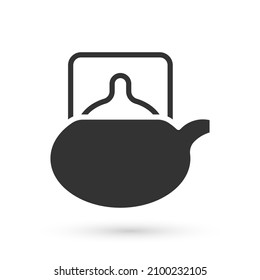 Grey Traditional tea ceremony icon isolated on white background. Teapot with cup.  Vector