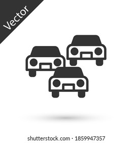 Grey Traffic jam on the road icon isolated on white background. Road transport. Vector.