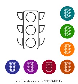 Grey Traffic light line icon isolated on white background. Vector Illustration