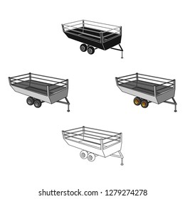 Grey trailer on wheels for transportation of farm animals.Agricultural Machinery single icon in cartoon style vector symbol stock illustration.