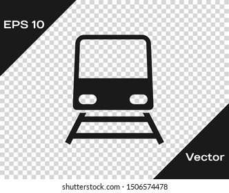 Grey Train icon isolated on transparent background. Public transportation symbol. Subway train transport. Metro underground.  Vector Illustration