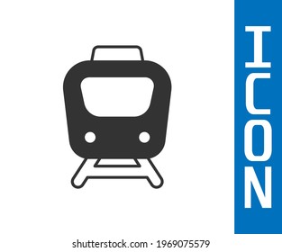 Grey Train icon isolated on white background. Public transportation symbol. Subway train transport. Metro underground.  Vector