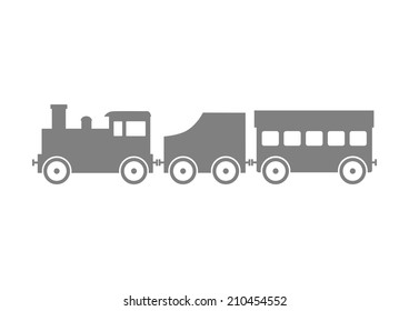 Grey train on white background 