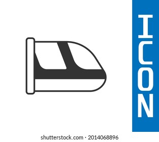 Grey Train and railway icon isolated on white background. Public transportation symbol. Subway train transport. Metro underground.  Vector