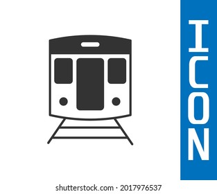 Grey Train and railway icon isolated on white background. Public transportation symbol. Subway train transport. Metro underground.  Vector