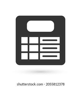 Grey Train station board icon isolated on white background. Mechanical scoreboard. Info of flight on the billboard in the train.  Vector