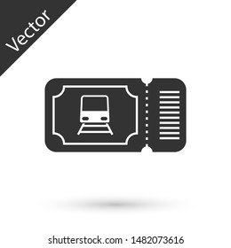 Grey Train ticket icon isolated on white background. Travel by railway.  Vector Illustration
