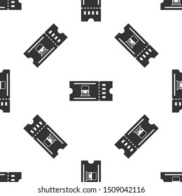 Grey Train ticket icon isolated seamless pattern on white background. Travel by railway.  Vector Illustration
