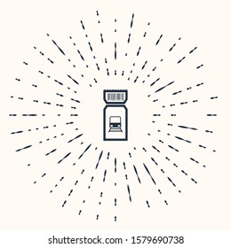 Grey Train ticket icon isolated on beige background. Travel by railway. Abstract circle random dots. Vector Illustration
