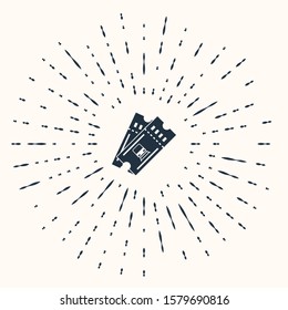 Grey Train ticket icon isolated on beige background. Travel by railway. Abstract circle random dots. Vector Illustration
