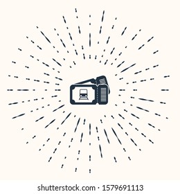 Grey Train ticket icon isolated on beige background. Travel by railway. Abstract circle random dots. Vector Illustration