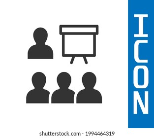 Grey Training, presentation icon isolated on white background.  Vector