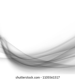 Grey transparent liquid smoke lines flow over white layout. Vector illustration