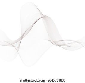 Grey transparent smoky stream of waves. Abstract design element.