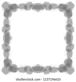 grey transparent watercolor stains frame border pattern, vector illustration