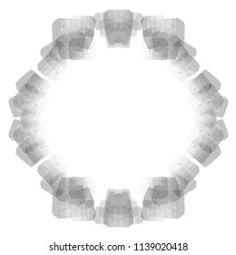 grey transparent watercolor structured brush stroke circle frame border pattern, vector illustration