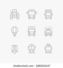Grey Transport, vehicle, truck and car simple vector icons for web and mobile design pack 2