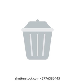 Grey trash can icon flat color
