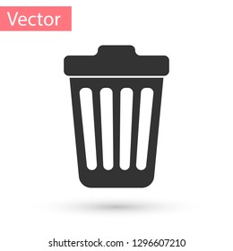 Grey Trash can icon isolated on white background. Garbage bin sign. Vector Illustration
