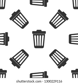 Grey Trash can icon isolated seamless pattern on white background. Garbage bin sign. Vector Illustration