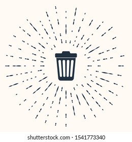 Grey Trash can icon isolated on beige background. Garbage bin sign. Abstract circle random dots. Vector Illustration