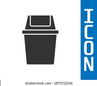 Grey Trash can icon isolated on white background. Garbage bin sign. Recycle basket icon. Office trash icon.  Vector