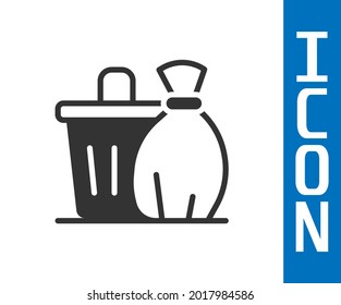 Grey Trash can icon isolated on white background. Garbage bin sign. Recycle basket icon. Office trash icon.  Vector