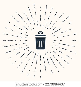 La Basura gris puede ser un icono aislado en un fondo beige. Signo de basurero. Icono de la canasta de reciclaje. Icono de papelera. Resumen de puntos aleatorios de círculo. Vector