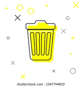 Grey Trash can line icon isolated on white background. Garbage bin sign. Vector Illustration