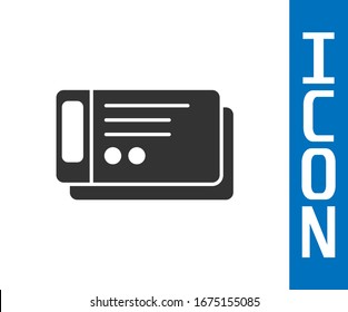 Grey Travel ticket icon isolated on white background. Train, ship, plane, tram, bus transport. Travel service concept.  Vector Illustration