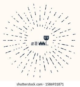 Grey Treasure and riches icon isolated on beige background. Treasure, gold, coins, jewels, crown, gold cup. Abstract circle random dots. Vector Illustration