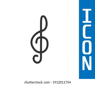 Grey Treble clef icon isolated on white background.  Vector
