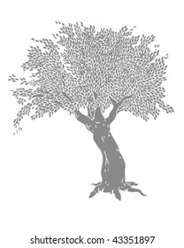 Grey Tree Drawing - Vector Illustration