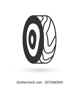 Grey Tree rings icon isolated on white background. Wooden cross section.  Vector