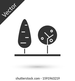Grey Trees icon isolated on white background. Forest symbol.  Vector Illustration