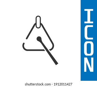 Grey Triangle musical instrument icon isolated on white background.  Vector