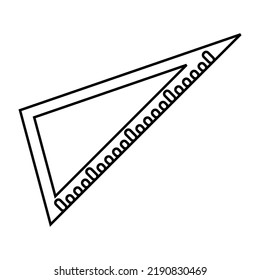 grey triangle ruler in outline style illustration, used in school for drawing and usually used by drafter for drawing building. Vector.