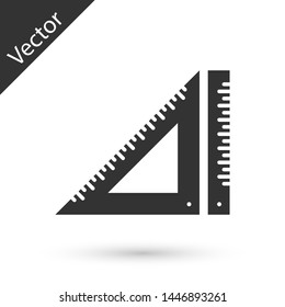 Grey Triangular ruler icon isolated on white background. Straightedge symbol. Geometric symbol.  Vector Illustration
