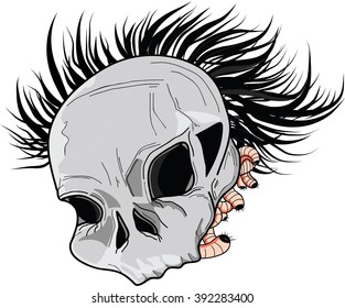 grey tribal skull worms vector