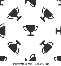 Grey Trophy cup icon isolated seamless pattern on white background. Award symbol. Champion cup icon. Vector Illustration