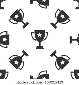 Grey Trophy cup icon isolated seamless pattern on white background. Award symbol. Champion cup icon. Vector Illustration