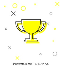 Grey Trophy cup line icon isolated on white background. Award symbol. Champion cup icon. Vector Illustration
